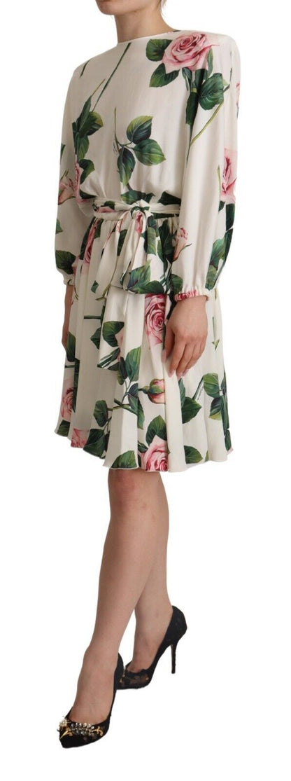 Elegante vestido de seda floral de corte A