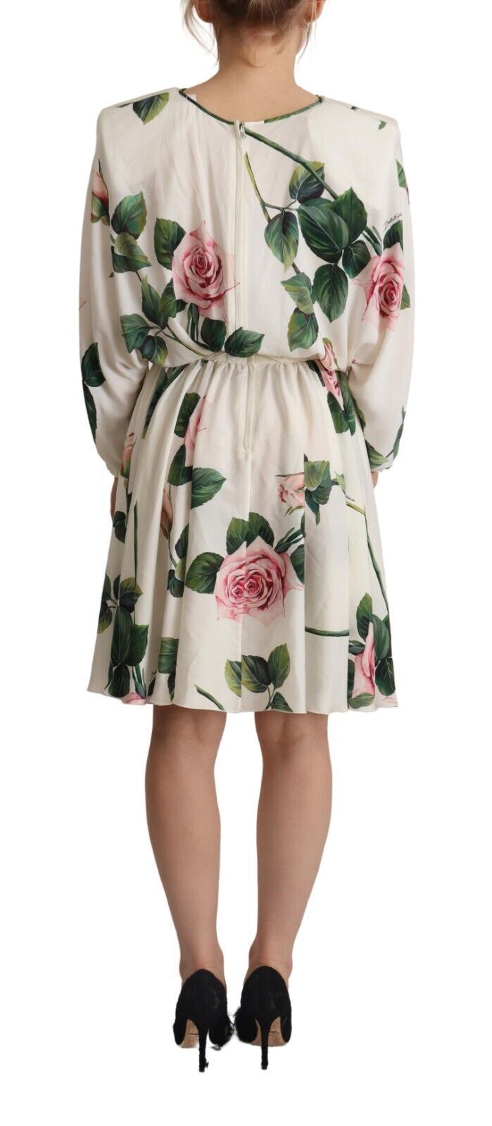 Elegante vestido de seda floral de corte A