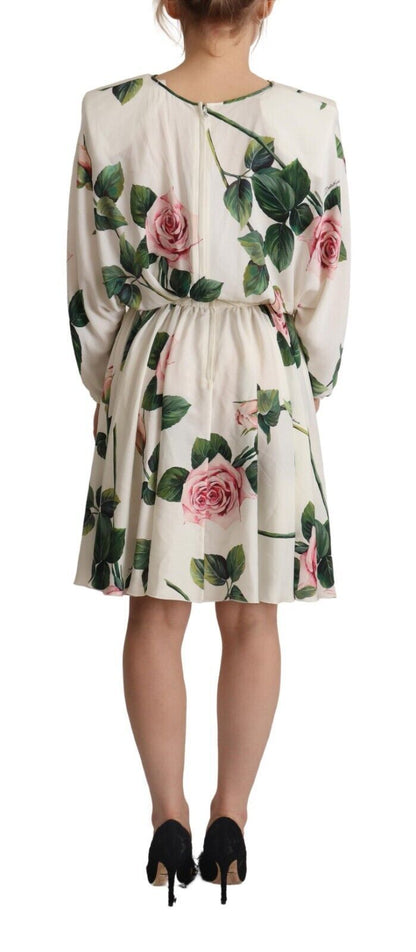 Elegante vestido de seda floral de corte A