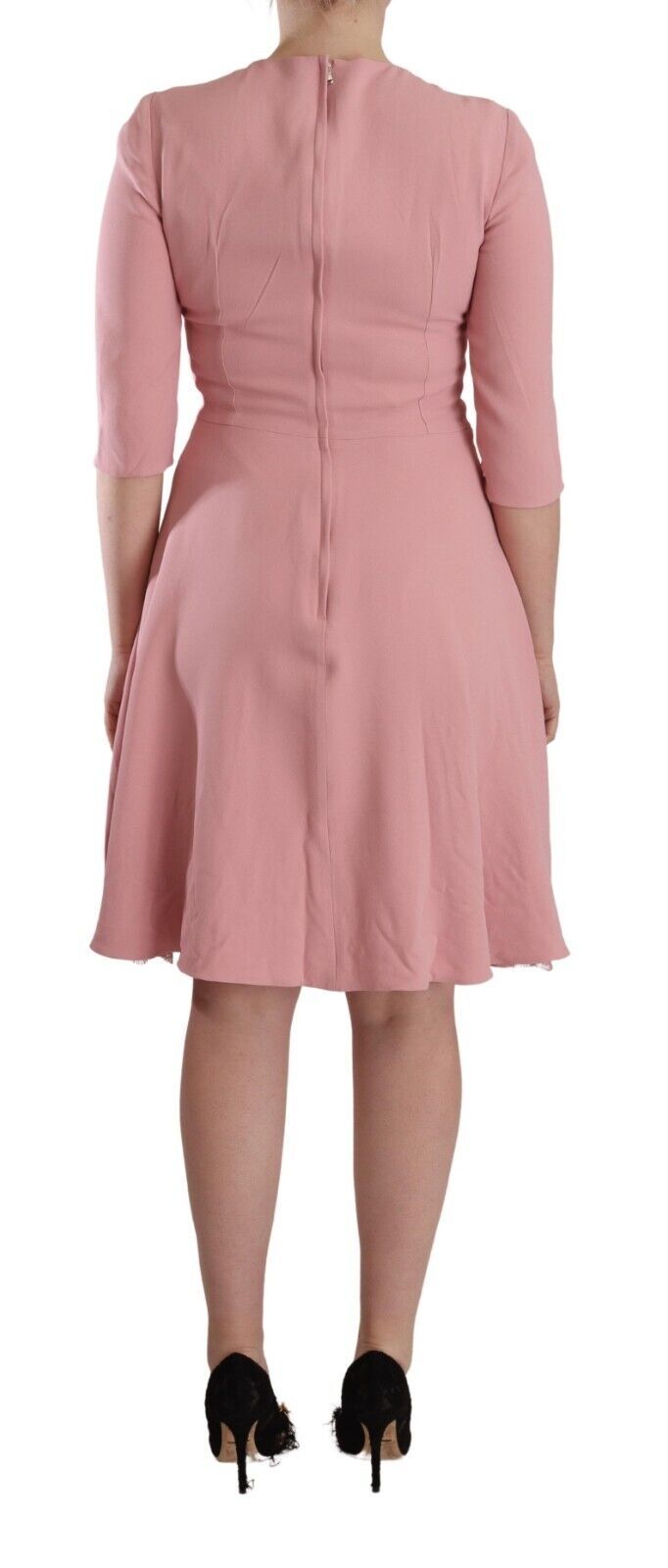 Elegante vestido rosa de corte A hasta la rodilla