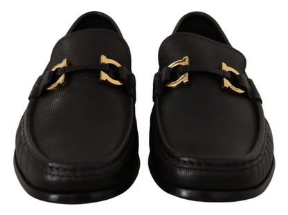 Elegantes mocasines de piel de becerro negra