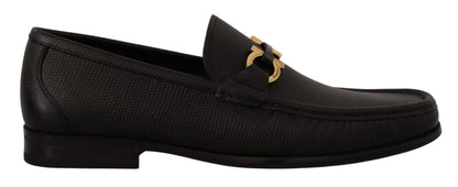 Elegantes mocasines de piel de becerro negra