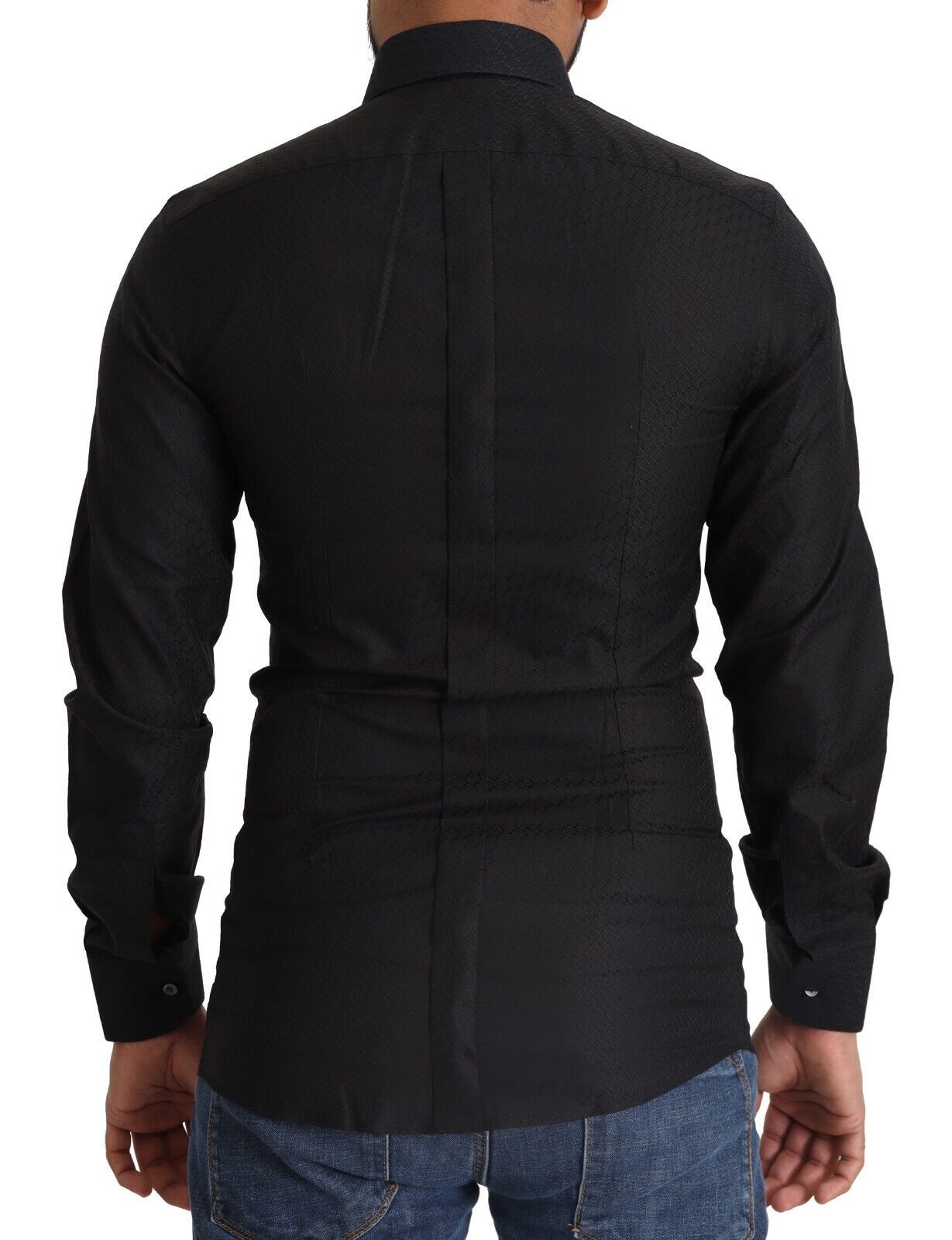 Camisa elegante de algodón negro dorado