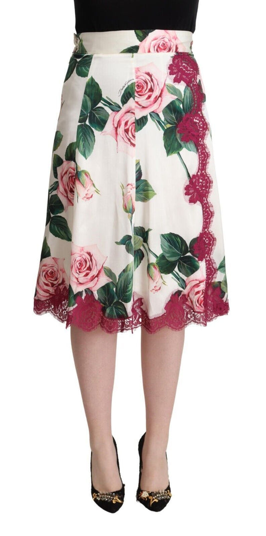 Elegante falda midi floral de corte A