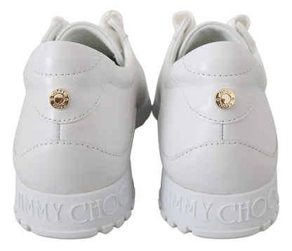 Elegantes zapatillas blancas de piel