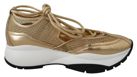 Zapatillas deportivas de malla de cuero Golden Glamour