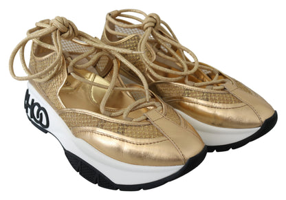 Zapatillas deportivas de malla de cuero Golden Glamour