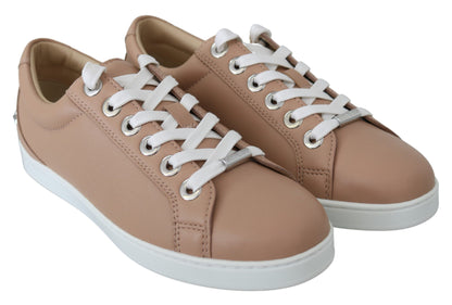 Zapatillas de piel napa rosa empolvado