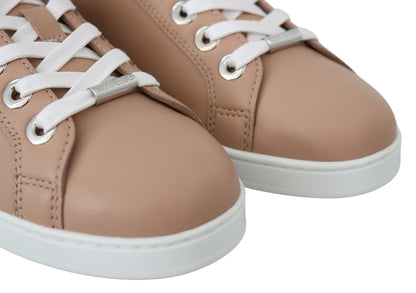 Zapatillas de piel napa rosa empolvado