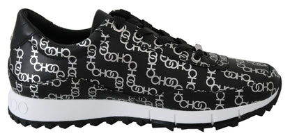 Elegantes zapatillas de piel negras y plateadas