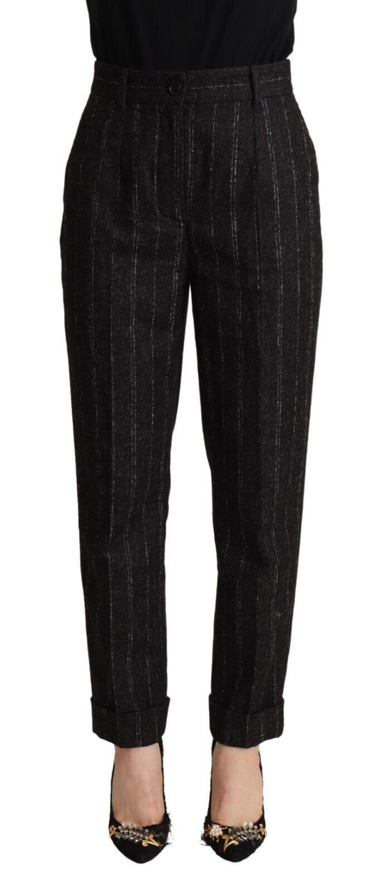 Pantalones elegantes de cintura alta a rayas y corte cónico