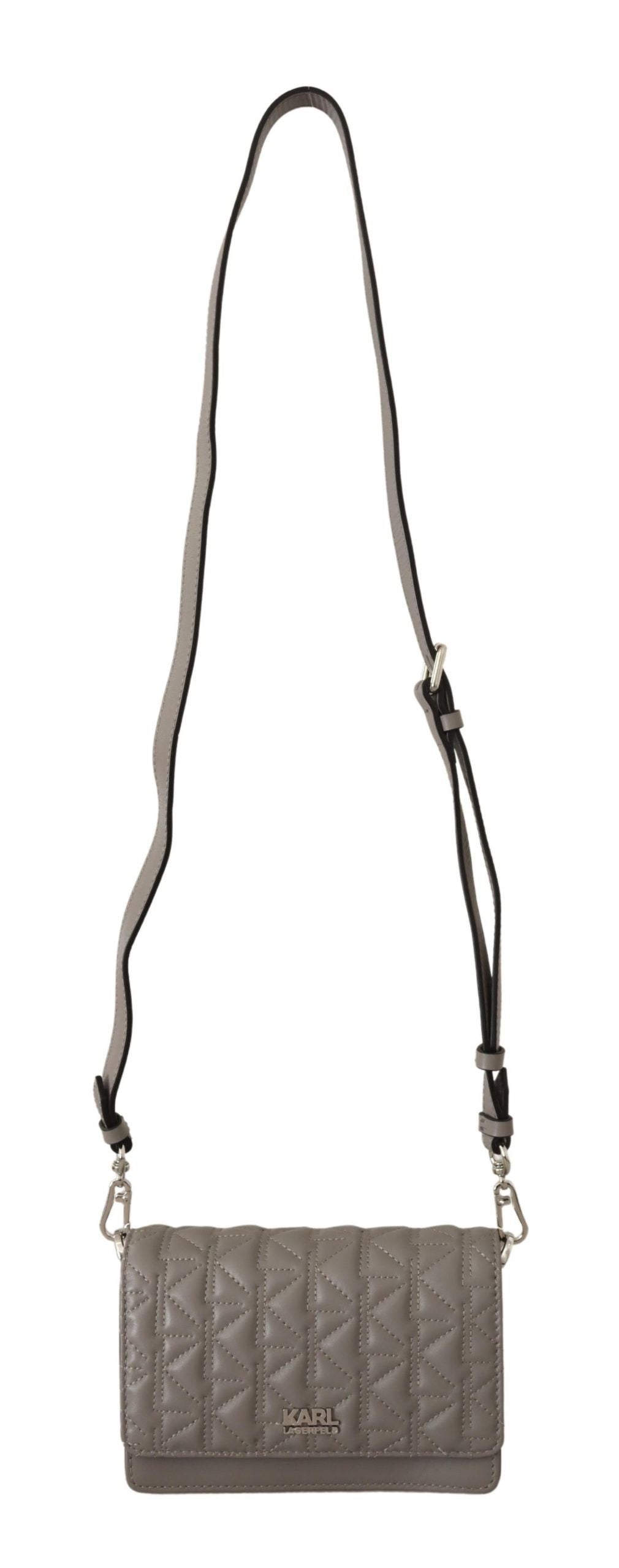 Elegante bolso bandolera de piel gris