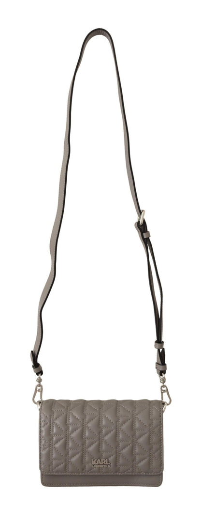 Elegante bolso bandolera de piel gris