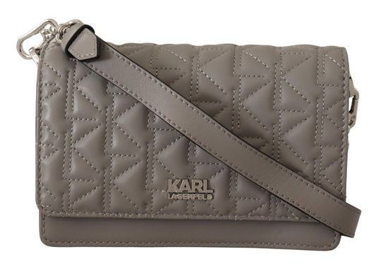 Elegante bolso bandolera de piel gris