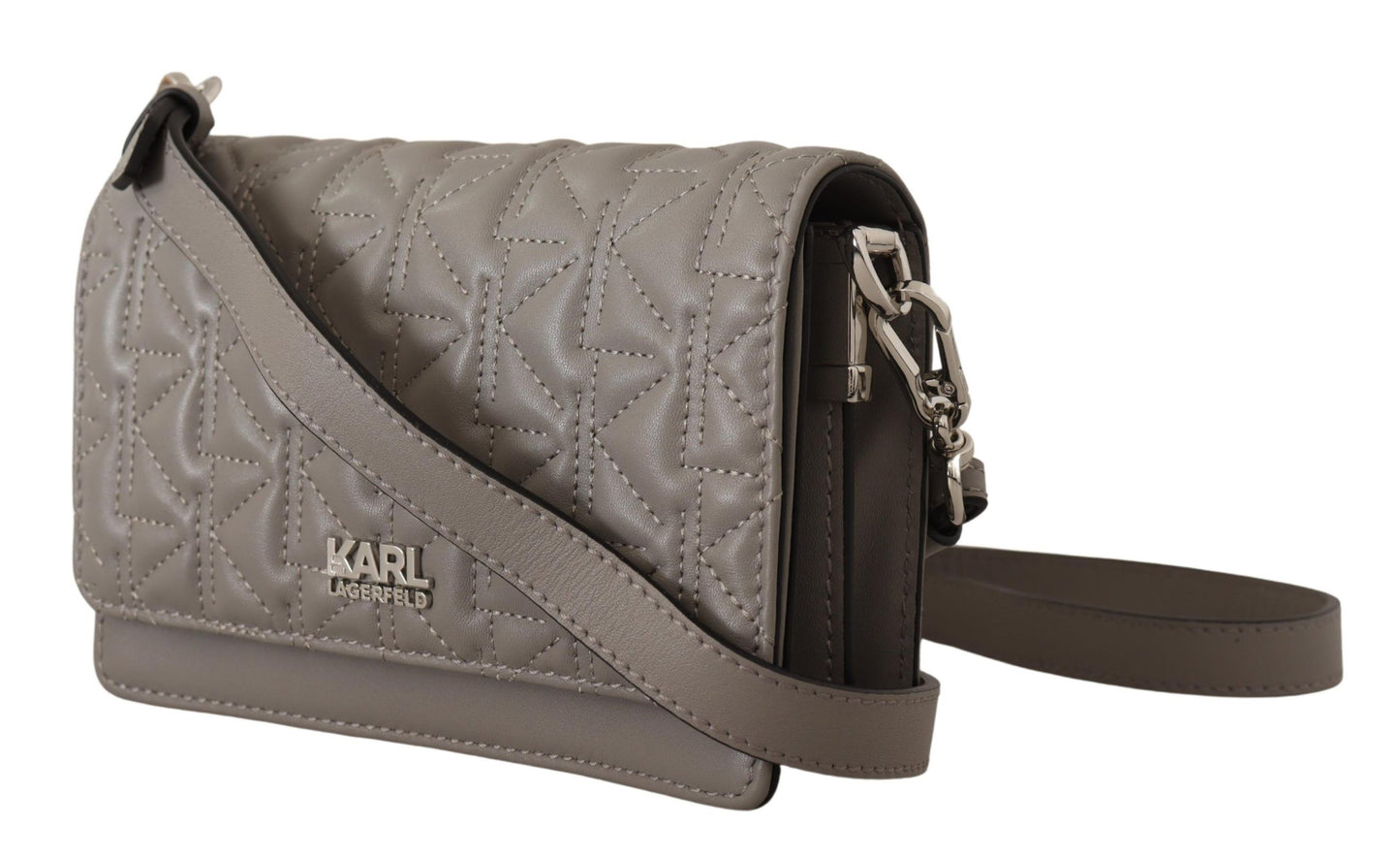 Elegante bolso bandolera de piel gris