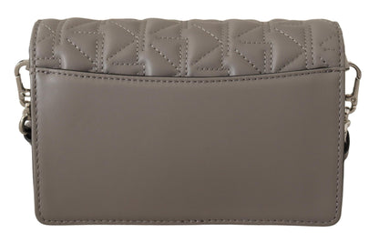 Elegante bolso bandolera de piel gris