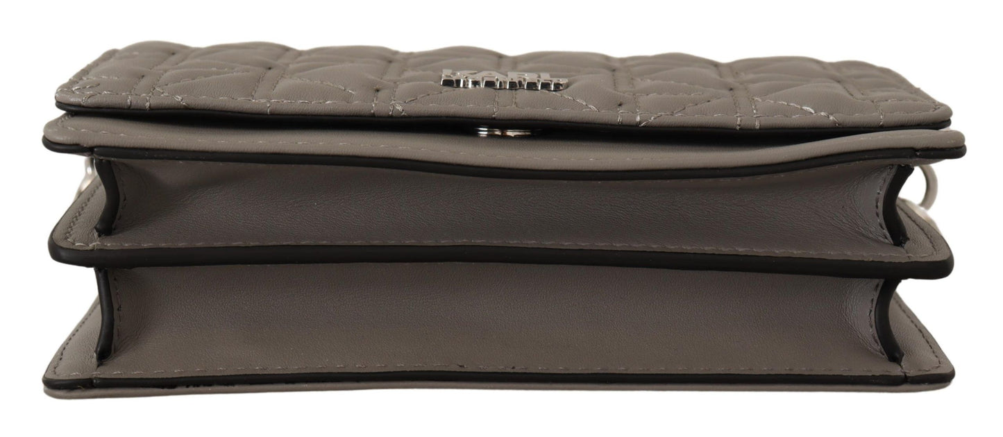 Elegante bolso bandolera de piel gris