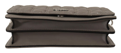 Elegante bolso bandolera de piel gris