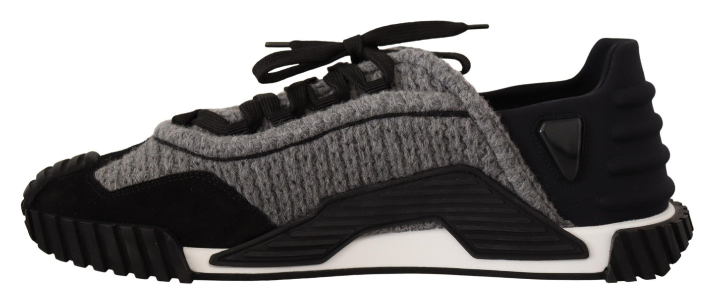 Black Gray Fabric Lace Up NS1 Sneakers Shoes