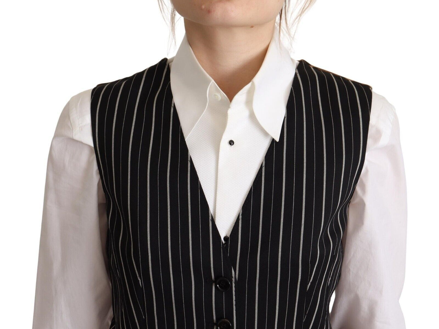 Chaleco elegante de mezcla de lana sin mangas con cuello en V