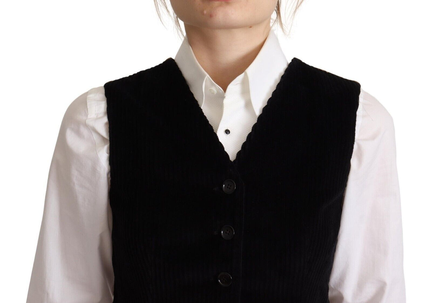 Elegante top sin mangas con cuello en V