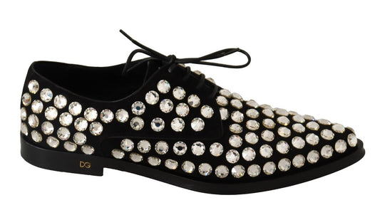 Elegantes zapatos planos con cordones y adornos de cristal