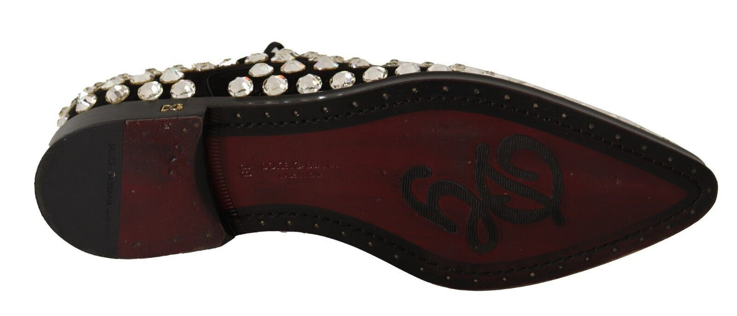 Elegantes zapatos planos con cordones y adornos de cristal