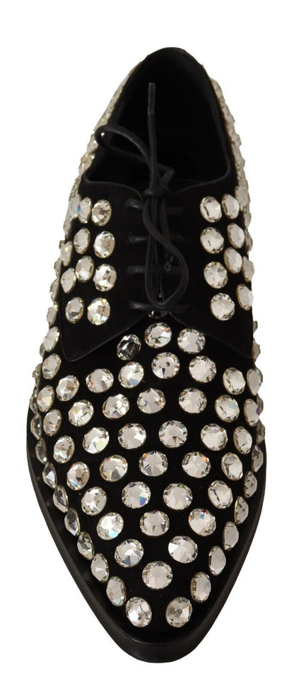 Elegantes zapatos planos con cordones y adornos de cristal