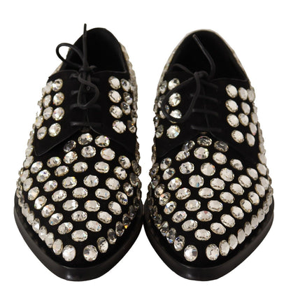 Elegantes zapatos planos con cordones y adornos de cristal