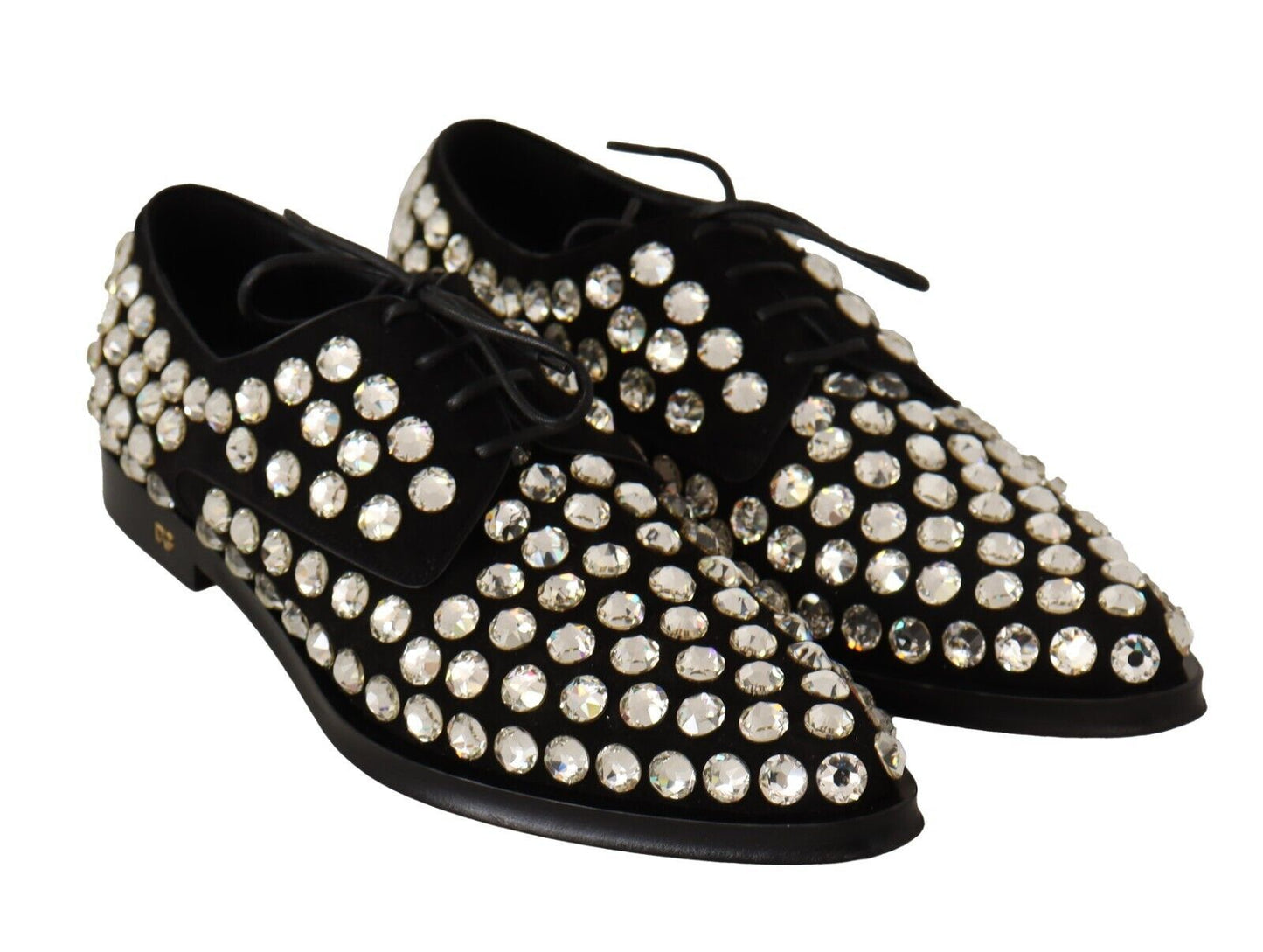 Elegantes zapatos planos con cordones y adornos de cristal