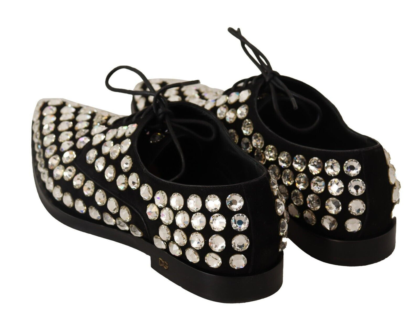 Elegantes zapatos planos con cordones y adornos de cristal