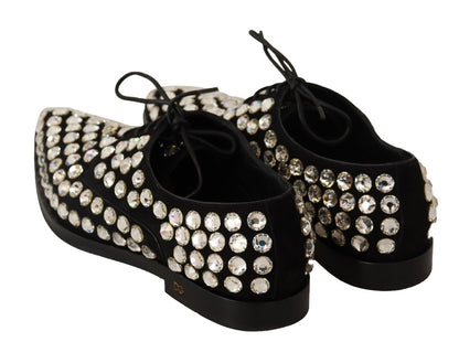 Elegantes zapatos planos con cordones y adornos de cristal