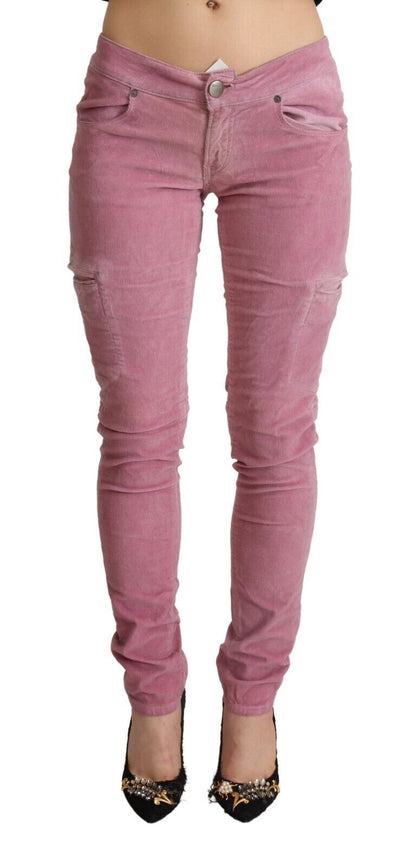 Vaqueros pitillo de cintura baja de color rosa chic