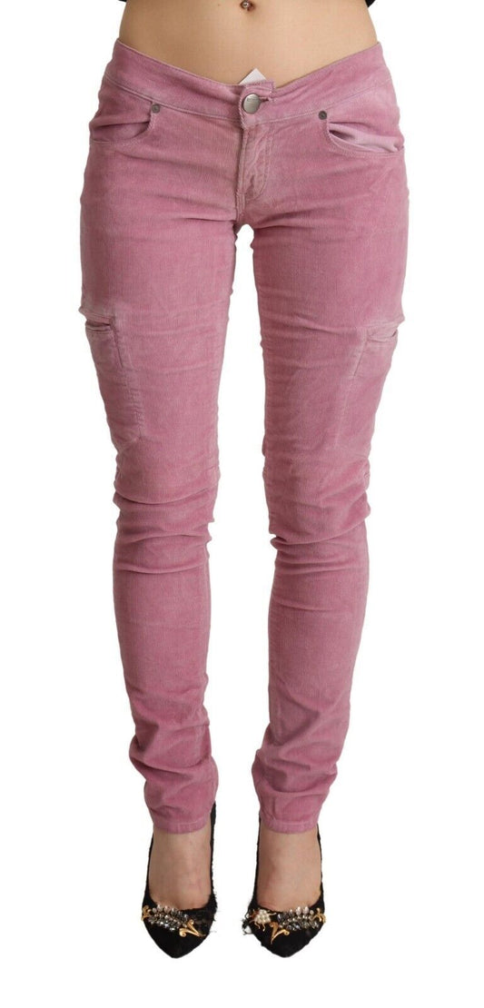 Vaqueros pitillo de cintura baja de color rosa chic