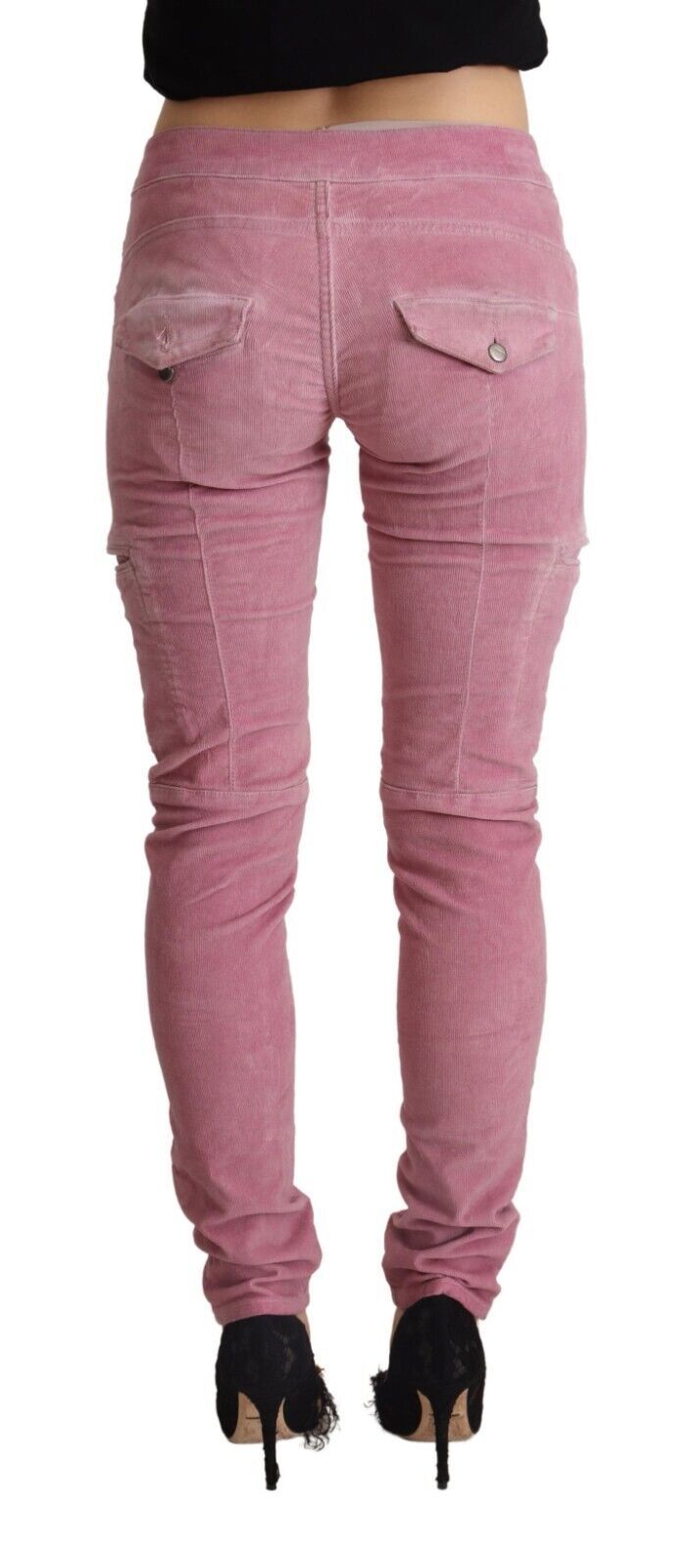 Vaqueros pitillo de cintura baja de color rosa chic