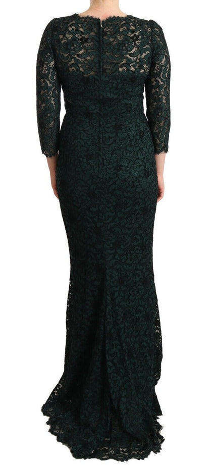 Elegante vestido de encaje con escote en V hasta el suelo