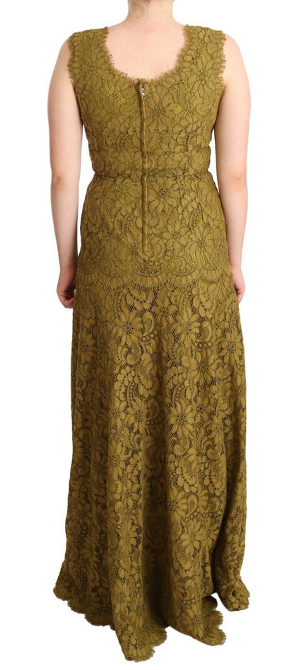 Elegante vestido de encaje largo hasta el suelo sin mangas