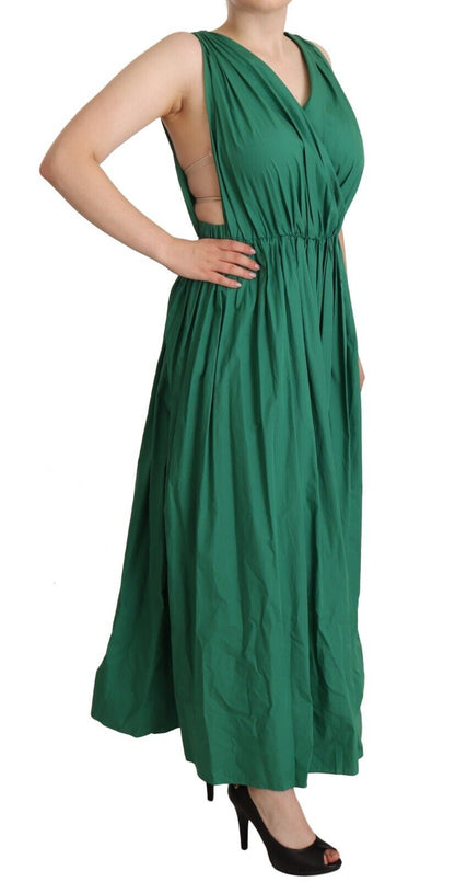 Elegante vestido verde oscuro sin mangas de corte A