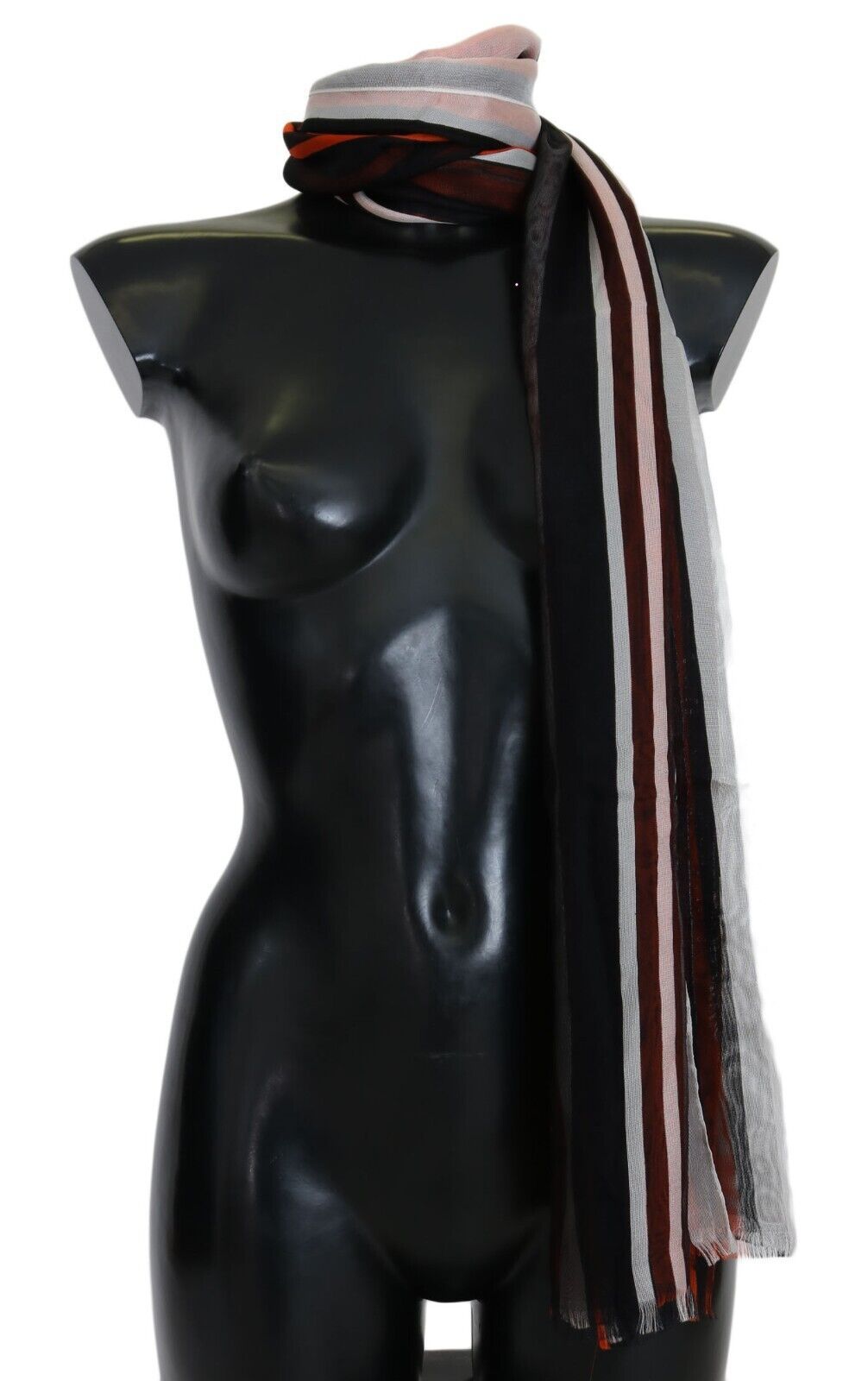 Elegante bufanda de seda multicolor con flecos