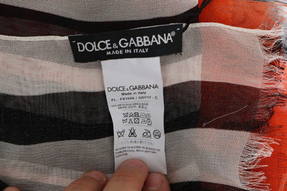 Elegante bufanda de seda multicolor con flecos