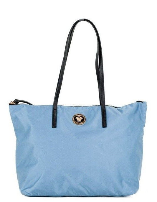 Bolso tote Portuna Medusa mediano de piel de nailon azul aciano