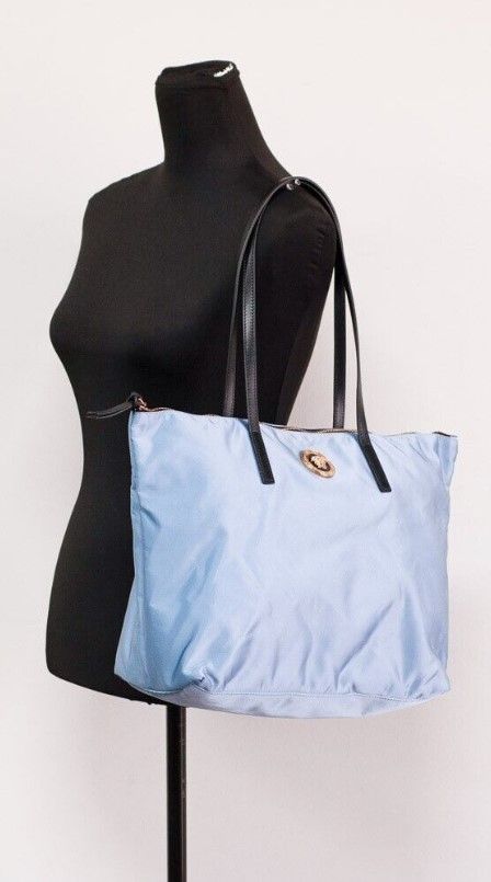 Bolso tote Portuna Medusa mediano de piel de nailon azul aciano