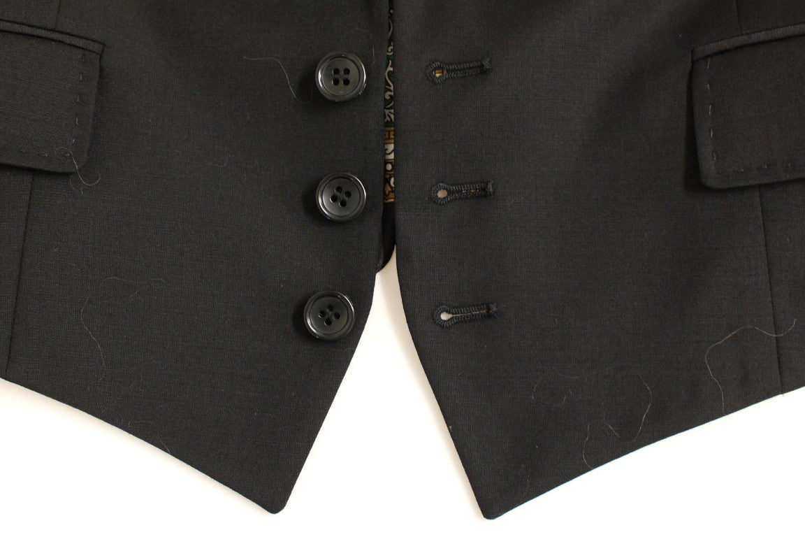 Elegante blazer negro de mezcla de seda con detalle de pañuelo en la espalda