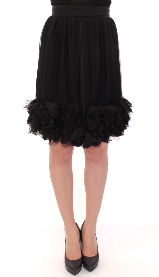 Elegante falda negra de seda para la noche