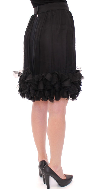 Elegante falda negra de seda para la noche