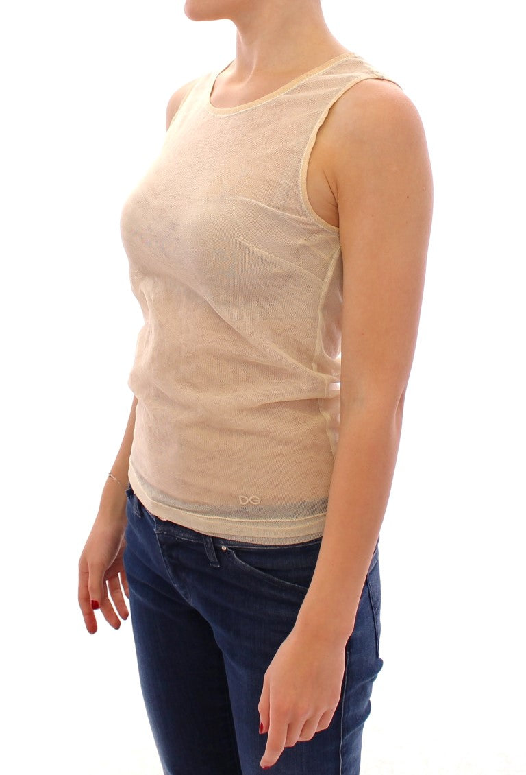 Elegante blusa sin mangas beige