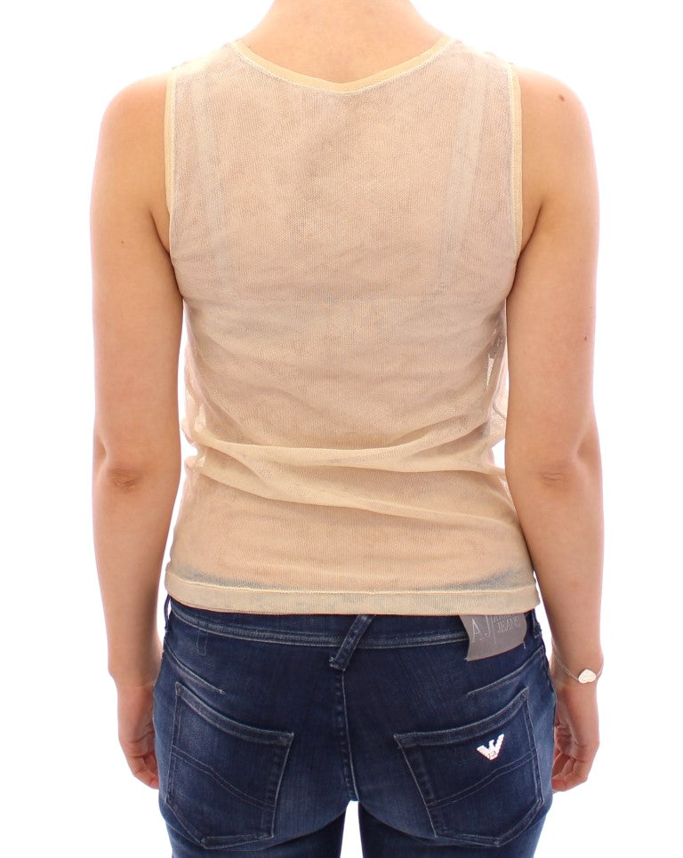 Elegante blusa sin mangas beige