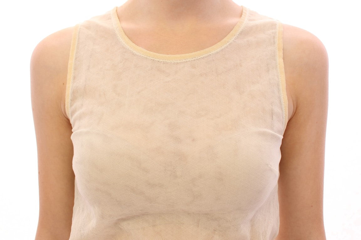 Elegante blusa sin mangas beige