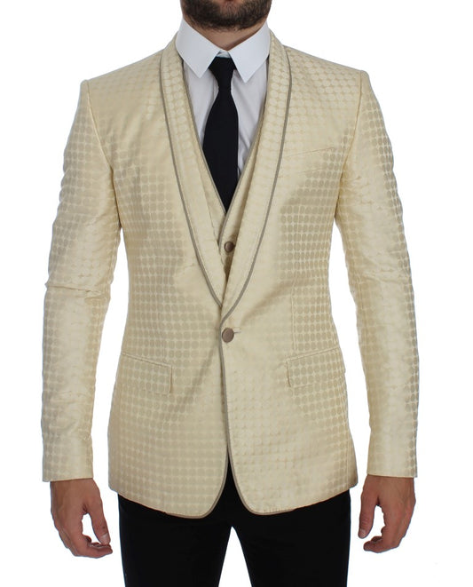 Blazer y chaleco de lunares beige sofisticados