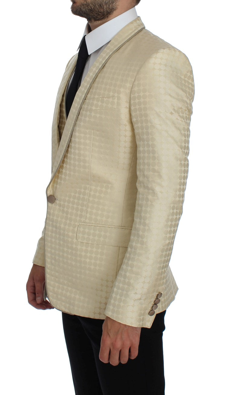 Blazer y chaleco de lunares beige sofisticados